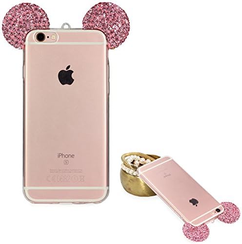 iPhone 6 / 6s Case, Urcover® TPU Silicone Bling Ear Cover [ Sparkle Mouse Ear ] Flexible Diamond Glitter Protective Fashion Case for Apple iPhone 6 / 6s - Hot Pink