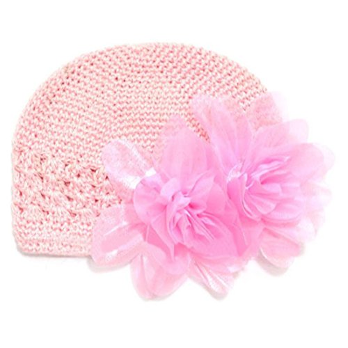 Newborn Baby Girls Cute Toddlers Flower Crochet Beanie Knitted Cap Hat 0-12M,pink