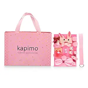 KAPIMO Fancy Hair Clips for Baby Girls Toddlers Assorted Stylish Fashion Hair Accessories 18 pcs Gift Set Box (PINK)