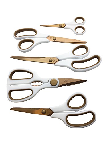 King 10001660 Scherenset, Edelstahl, Weiß/Kupfer, 25,5 x 26 x 1 cm, 5 Einheiten