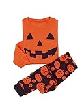 Ein Kürbis-Stickmuster auf der Vorderseite, Ihr Kind wird diesen niedlichen Kürbis-Pyjama lieben.