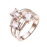 AnazoZ FINERING 18k Gold Damen-Ring Echt Morganit 3.18 Karat Trauringe Wickelring Eheringe Hochzeit Verlobung für Frauen Ringgr. 58 (18.5) Ringschmuck
