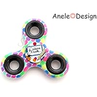 Spinner Hand Spinner - J'adore l'école - cabochon bleu rose jaune violet tendance Pour Enfant