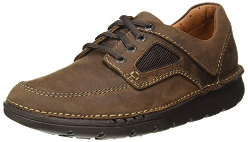 Clarks Unnature Time, Zapatos de Cordones Derby para Hombre, Marrón (Dark Brown Lea), 44 EU