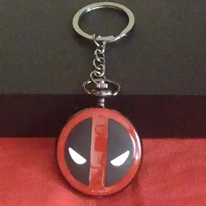 Superhero Pocket watch vintage pocket watch metal keychain keyrings christmas gift friendship birthday valentine gift for girls and boys (DEADPOOL)