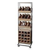 Casablanca Weinregal Factory Metall/Holz H.145 cm anthrazit/silber,f.28 Flaschen,m. 4 Rollen BxHxT 43 x 145 x 36