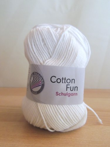 3 x 50 G Gründl Cotton fun, 100 % Baumwolle,Häkelgarn Schulgarn, Topflappengarn (01 weiß) - 3