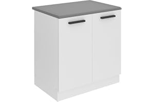 B BELINI GROUP Belini - Mobile sottolavello da cucina, 80 cm di larghezza, SDZ Mobile da cucina con piano di lavoro, con 2 ante, colore: Bianco opaco