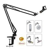 Microphone Arm Stand, URMI Microphone Suspension Boom Scissor Arm Stand Mic Clip