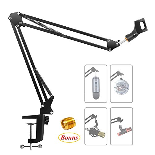 Microphone Arm Stand, URMI Microphone Suspension Boom Scissor Arm Stand Mic Clip Adjustable Boom Studio Scisso