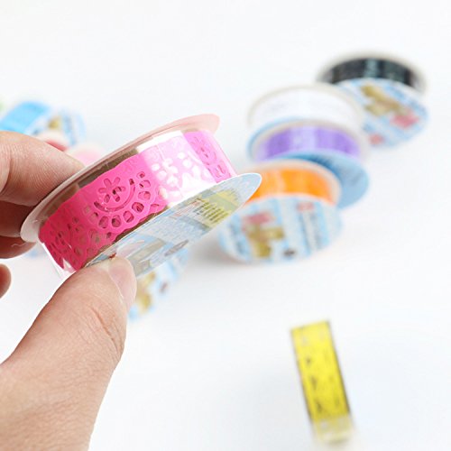 Multicolor Hohl Washi-Spitze-Muster Selbstklebende Spitze-Klebeband-Aufkleber für DIY und Dekoration, Set von 12 - 4