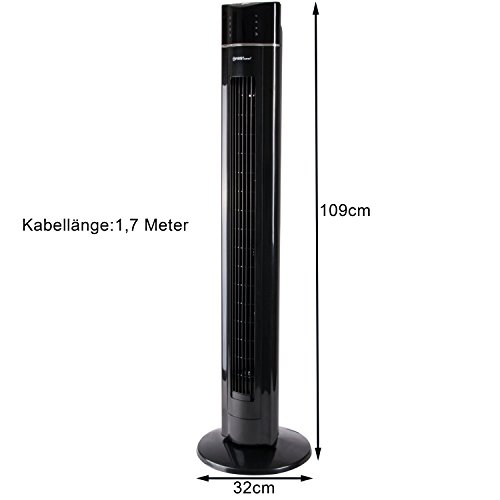 TZS First Austria – 60 Watt 43 Zoll Säulenventilator mit Fernbedienung | Timer bis zu 7 Std | Oscillation | Duftfach | Ionen-Funktion entfernt Feinstaub | Turmventilator | Towerventilator | schwarz - 6