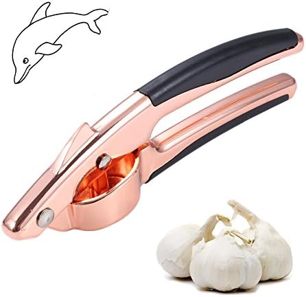Garlic Press,GWCLEO Luxury Garlic Crusher Copper Plating Mincer &amp; Ginger Crusher with Heavy Soft-Handled