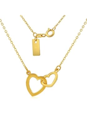 SILVEGO Halskette verbundene Herzchen Anhänger aus 925 Sterling Silber vergoldet
