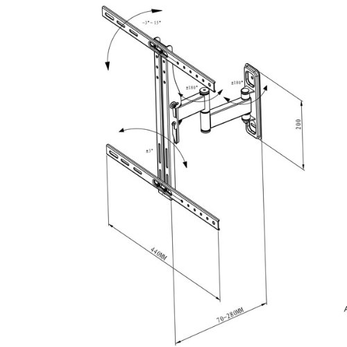 Vivanco WM 4725 neig- und schwenkbare TV-Wandhalterung (81 cm (32 Zoll) bis 119 cm, (47 Zoll), max. 25kg, max. VESA 400×400) schwarz - 3