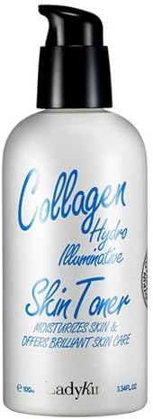 Ladykin Collagen Hydro Illuminative Toner. Korean Collagen Toner. Revitalizes complexion with collagen and hyaluronic acid. Firms skin texture and brightens you skin ? 3.34 fl oz