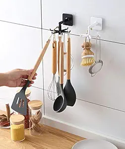 Golida Adjustable 360? Rotating Plastic Folding Hook Wall-Mounted Utensils Hanger Kitchen Utensils Spoon Hook Cabinet Storage Organizer Rack for Home (Multi Color) -2 Pieces