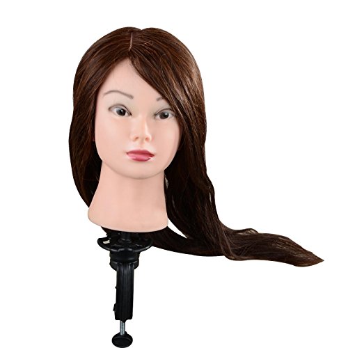 Hairdressing 85% Real Hair Training Head Practice Cutting Styling Head with Clamp Holder