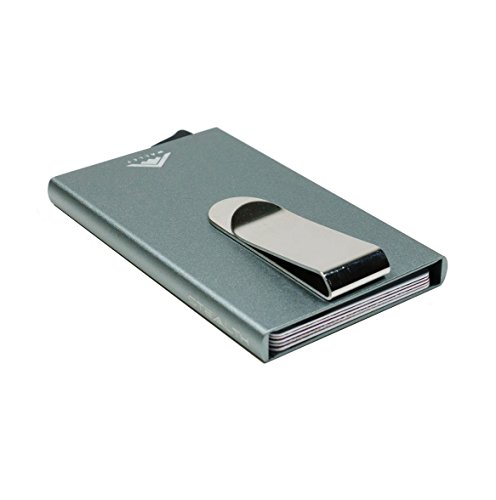 Preisvergleich Produktbild Stealth Wallet Stealth Brieftasche / RFID-Blocking KRotitkarteninhaber Auswerfer Mappe und Geldscheinklammer / Minimalist Aluminiummappe mit RFID-Schutz (Gray w / Geldklammer)
