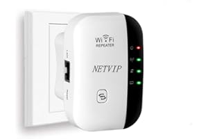 NETVIP WiFi Répéteur Booster 300Mbps Extenseur sans Fil Amplificateur de Signal du Réseau(WPS, Installation Facile,1 Port Ethernet, Antennes Intégrées, 2.4GHz) Augmentation de la Couverture WiFi
