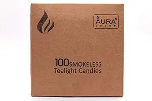 Aura Decor Paraffin Wax 2.5 to 3 Hrs Burning T Light Candle Diffuser Glass Holder and Candle Stands for Home, Spa (Pack of 100 Tealight Candles