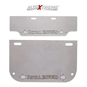 Allextreme Royal Enfield Steel Number Plate Set Front And Rear With Led Light,(Silver Color)