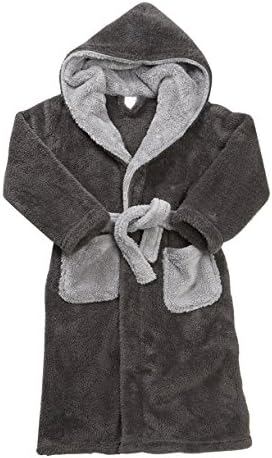 Boys Hooded Super Soft Fleece Dressing Gown Navy Grey 7-13 Years (Age 7-8, Grey)