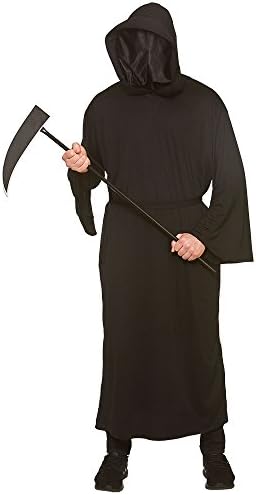 Adult Mens Black Faceless Reaper Halloween Fancy Dress Costume
