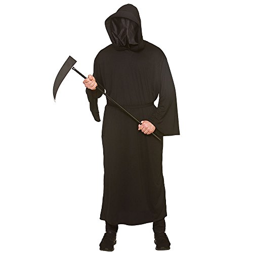 Adult Mens Black Faceless Reaper Halloween Fancy Dress Costume