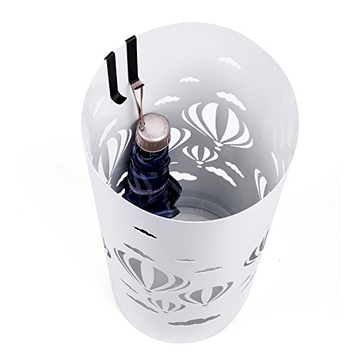 Songmics metall Schirmständer Wasserauffangschale und Haken werden verschenkt rund Ø19,5 x 49 cm weiß Regenschirmständer Regenschirm LUC02W - 6