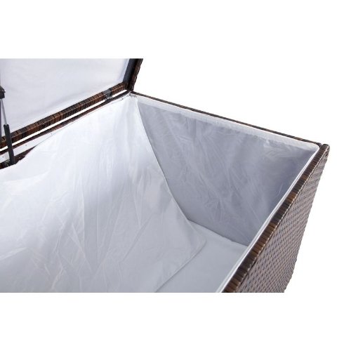 OUTFLEXX praktische Kissenbox aus widerstandsfähigem Polyrattan, braun marmoriert mit Gasdruckfedern und Innenbezug, 204 x 94 x 75 cm, Gartentruhe Universalbox Aufbewahrungsbox Kissentruhe, wetterfest - 2