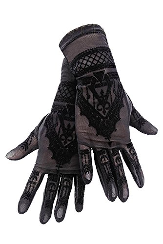 Preisvergleich Produktbild Restyle Henna Gothic Handschuhe Stulpen Lace Netz Gothic Schwarz