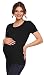 Happy Mama. Women's Maternity Nursing Double Layer T-shirt Round Neckline. 991p (Black, UK 12/14, XL)