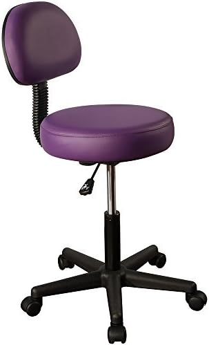 Mt Massage Pneumatic Rolling Massage Stool with Backrest, Purple by Mt Massage Tables
