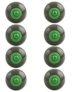 8 Pieces Handmade Knobs | Ceramic Door Handles for Kitchen Cabinets | Green Door Knobs for KidS Room | Round Door Pulls for Kitchen Cabinets | 3.81 cm Knobs