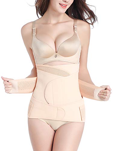 DODOING Damen 3 in 1 Abdominal Schlankheitsgürtel Postnatal Bauch Weg Gürtel Belt Bauchgürtel Bauchband nach Geburt Kaiserschnitt Schwangerschaft Shapewear
