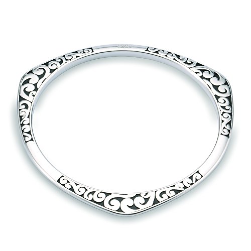 NYKKOLA Bracelet jonc en argent 925 Motif vague, style classique/vintage