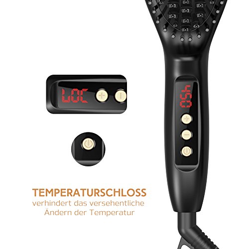 USpicy US-FS005 Glätteisen Glättungsbürste elektrische Glättbürste für Lange Haare Glätten und Pflegen - 3