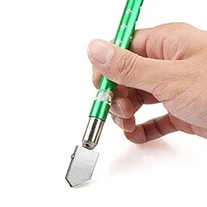 Doliva Heavy Duty Glass Cutter Pencil Style with Oil Feed Hole Antislip Handle Style Glass Cutter for Mosaic Tiles Mirrors Stained Glass Glass Cutting Tool (Multicolor - As Per Available)