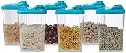 Amazon Brand - Solimo Plastic Storage Containers with Sliding Mouth (Set of 6, 1100ml, Blue)