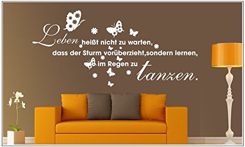 WandTattoo WandSpruch Spruch Zitat leben heisst nicht zu warten... wzt65(Printed Sticker,ca.15 x 6cm)