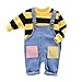 Fenverk Kleinkind Baby Junge Mädchen Set Kleidung Streifen Langarmshirts + Einfarbig Hosenträger Lose Hosen Set Herbst Süß Niedlich Outfit Set für 0-4Jahre (A Gelb,120)