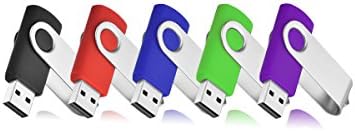 8GB USB Memory Stick by VIEKUU, 5 Pack USB Flash Drives with Key Chain and Rotatable Cap(Red/Black/Green/Blue/Purple)