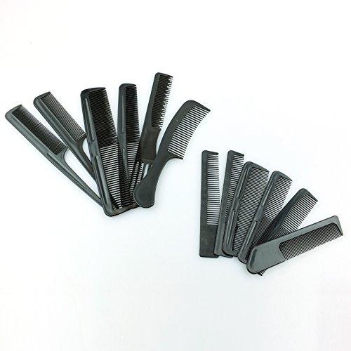 Bid Buy Direct® 12 Stück schwarz Kämme Set – Komplette Serie von verschiedenen Kämme | perfekt für alle Styling Bedürfnisse in der Familie | ideal für Salon-Profis - 3