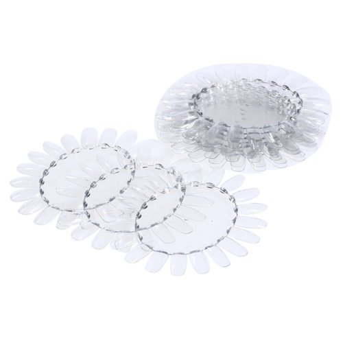 SODIAL (R)10 X Clear Acrylic Nail Art Tips Make Up Practice Wheel Display