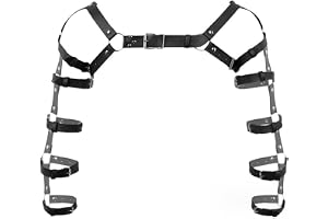 Justerbar lädersele för män med spännen Rave Costume Sexig Punk Gay Cosplay Club Wear Costume