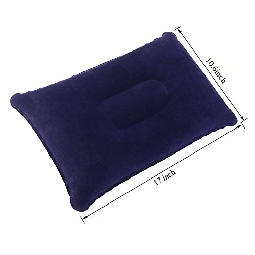 Bermud 2 Sets Reise Aufblasbare Kissen Reisekissen Kopfkissen Luftkissen Sitzkissen(17 x 10.6 inch) Portable für Outdoor Aktivitäten Camping – Dunkelblau - 5