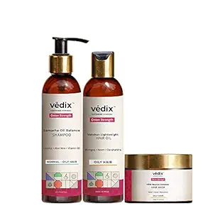 Vedix Onion Hair Care Kit, Customized Hair Mask, Onion Hair Oil and Shampoo Combo with Jojoba + Bhringraj + Coconut for Oily Hair - 650 ml