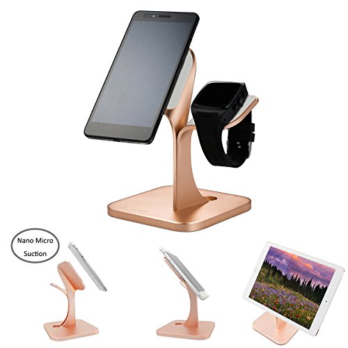 FREESOO Handy und Watch Halterung,Aluminium Handyhalter, Uhr Ständer Tisch Ständer für alle Handy, Uhr, Ipad, Tablet Rosa Gold - 6