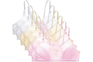 AOOPOO 6 Pack Girls Bra,Preteen Girl Clothes Teenage Bras Adjustable Seamless with Padded 10-15 Years Maiden Bras for Daily